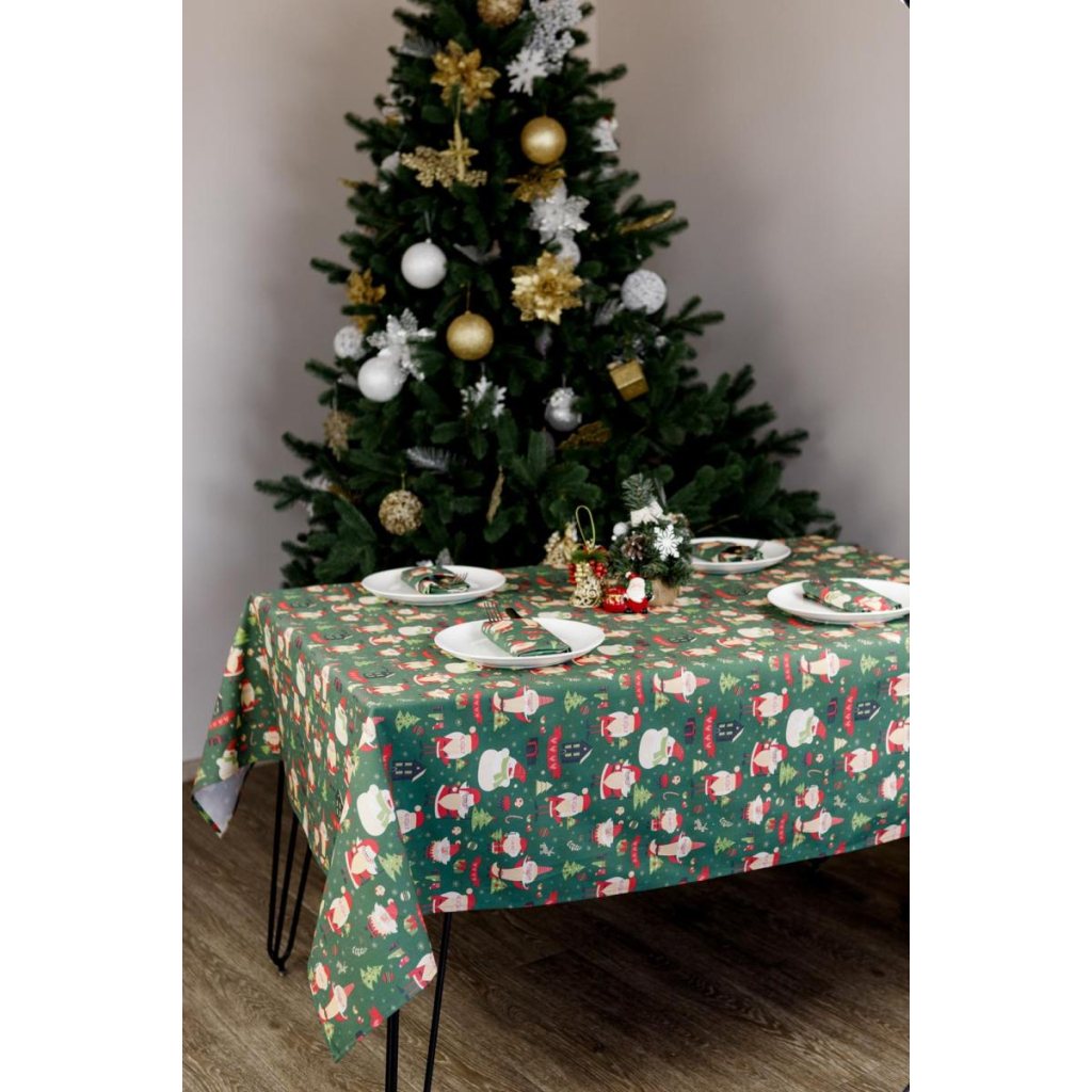 Скатертина Прованс святкова Санта на зеленому 180х140 см (035787) - зображення 6