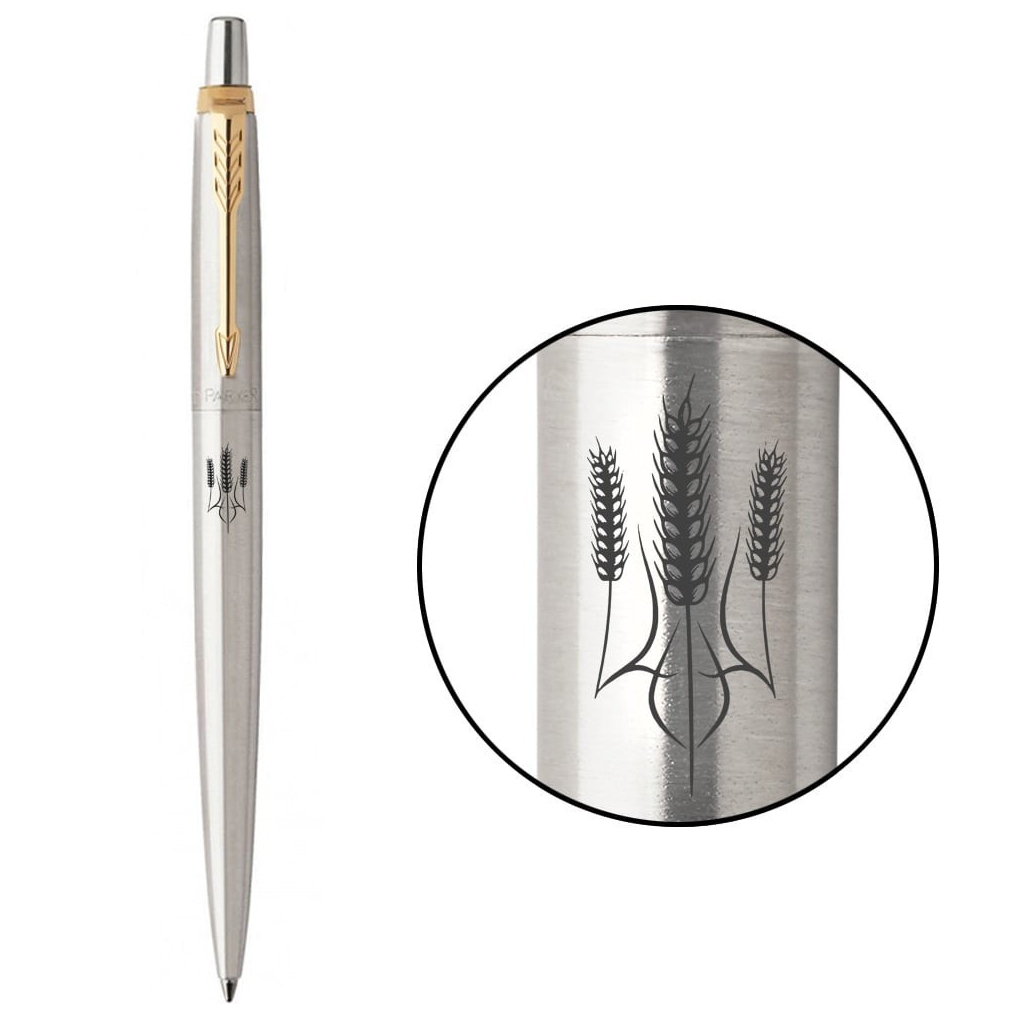 Ручка кулькова Parker JOTTER 17 UKRAINE SS GT BP Тризуб із колосків (16032_T059b) - зображення 1