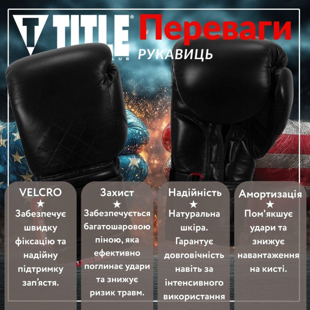 Боксерські рукавички Title Boxing Ko-Vert Black 16 oz (KOVBG 16 oz BK) - зображення 3