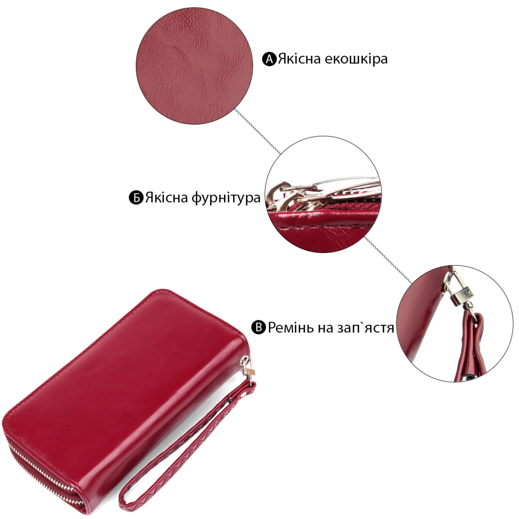 Гаманець Kivi З екошкіри Малиновий (19053) - зображення 5