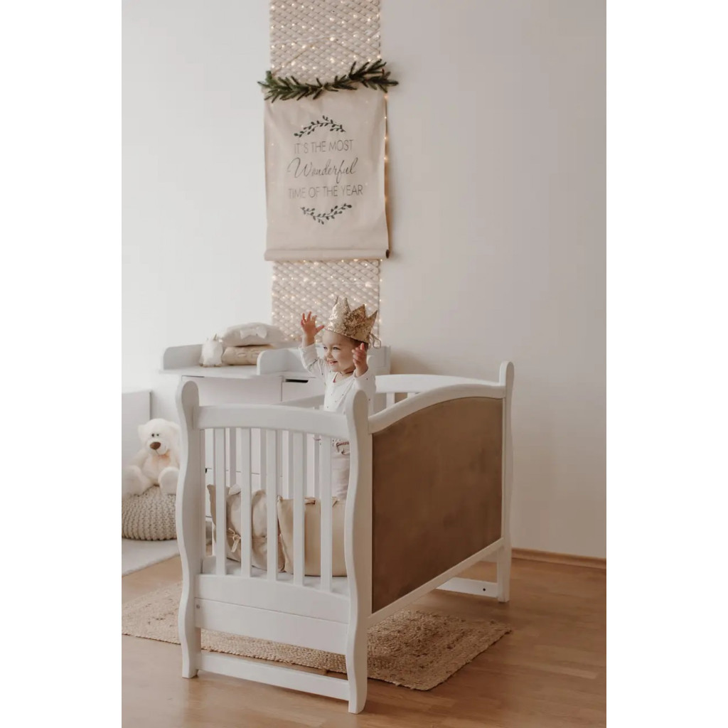 Ліжечко Angelo Габрієль, колір білий з мокко (велюр) 120х60 (12007) - зображення 3