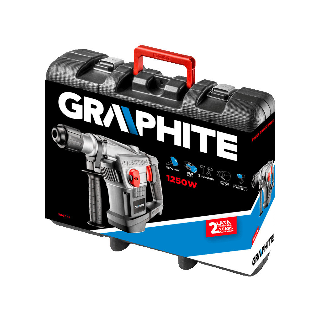 Перфоратор Graphite SDS Max 1250Вт, кейс (58G874) - зображення 3