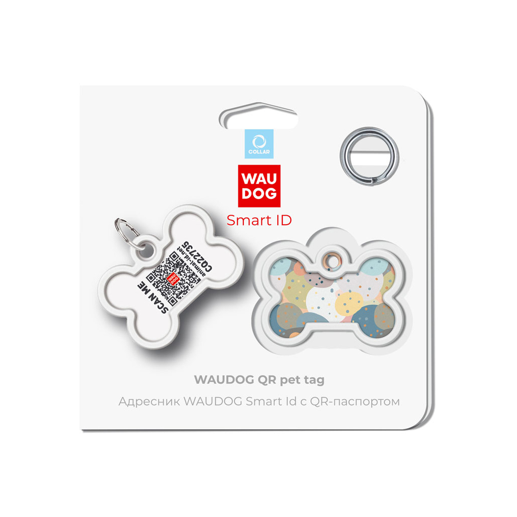 Адресник для тварин WAUDOG Smart ID з QR паспортом "Абстракція", кістка 40х28 мм (0640-0219) - изображение 5