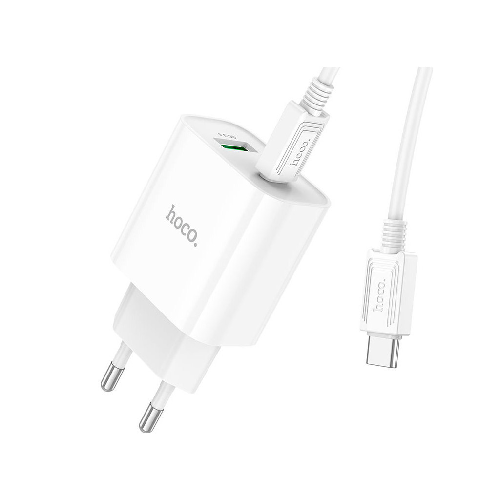 Зарядний пристрій HOCO C80A Plus Rapido PD20W+QC3.0 charger set(C to C) White (6931474779908) - зображення 2
