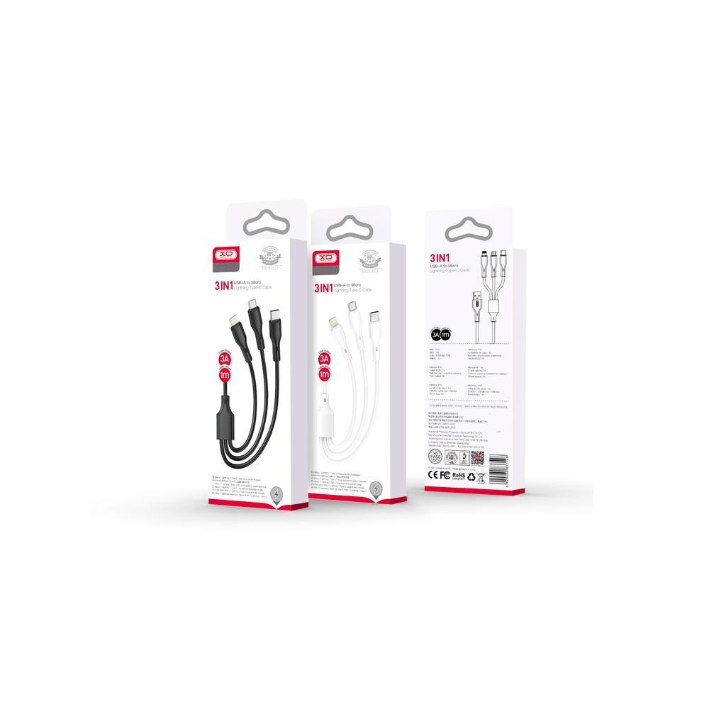 Дата кабель USB 2.0 AM to Lightning + Micro 5P + USB-C 1.0m 2.4A XO (CB-23U3) - зображення 2