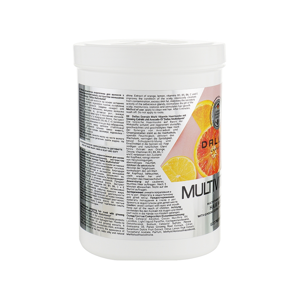 Маска для волосся Dalas Multivitamin Енергетична з компл. мультивітамінів, екстрактом женьшеню та олією авокадо 1000 мл (4260637723239) - зображення 2
