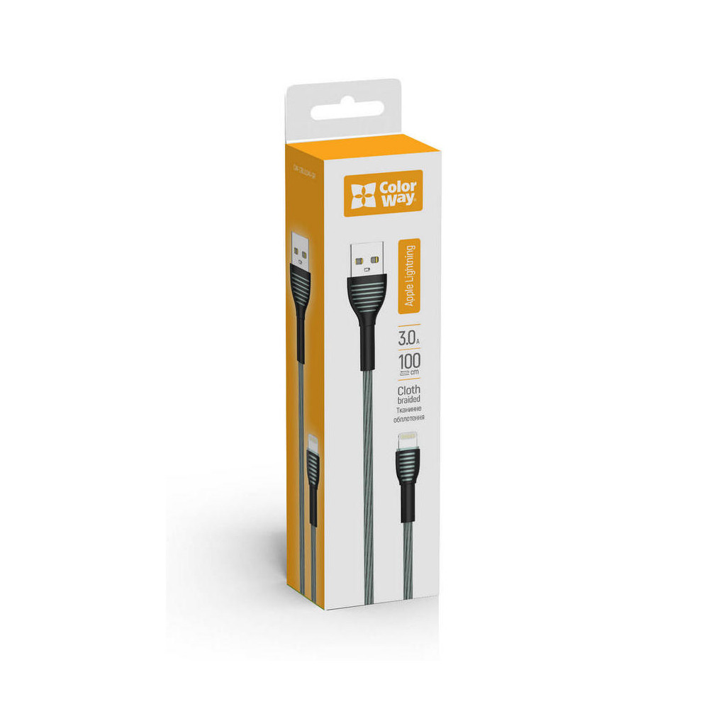 Дата кабель USB 2.0 AM to Lightning 1.0m ColorWay (CW-CBUL041-GR) - зображення 8