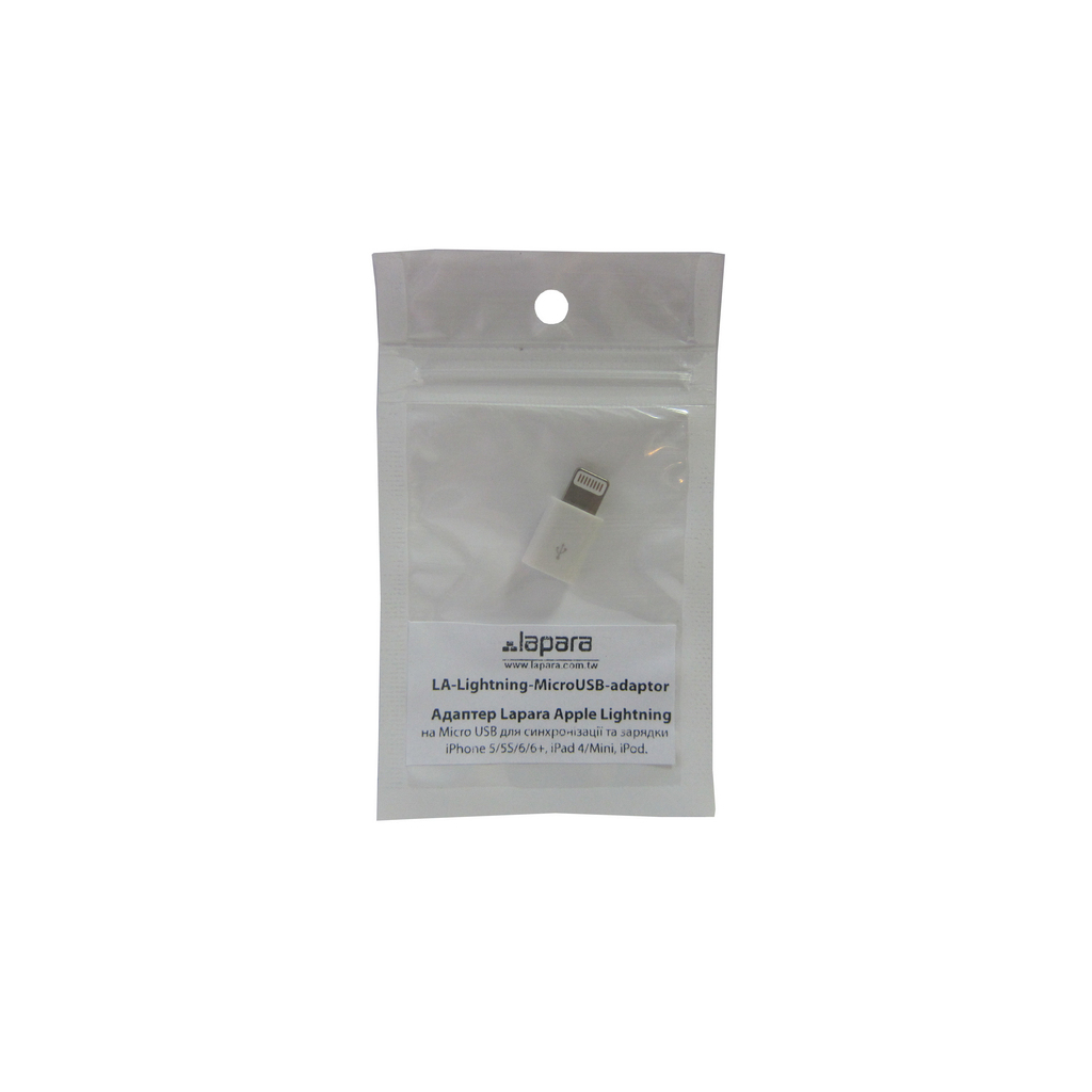 Перехідник Lightning to Micro USB Lapara (LA-Lightning-MicroUSB-adaptor white) - зображення 2