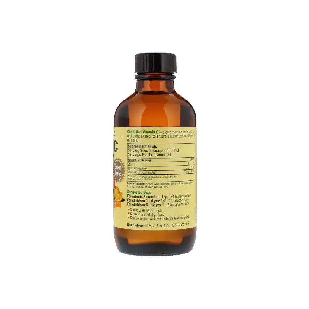 Вітамін ChildLife Рідкий Вітамін С для Дітей, Смак Апельсина, Liquid Vitamin C, 1185 мл (CDL-10200) - зображення 2
