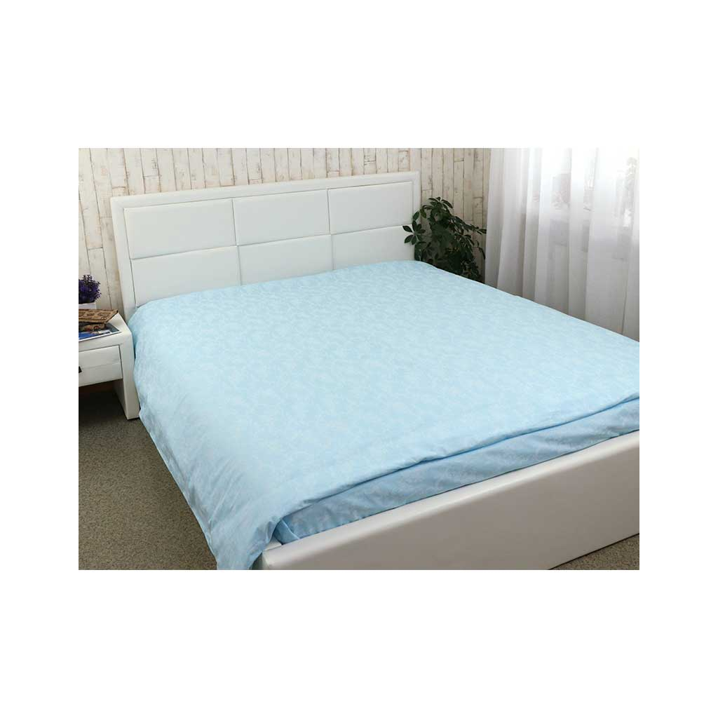 Простирадло Руно бязь Вензель блакитна 200х220 см (82.114Б_Блакитний вензель) - зображення 1