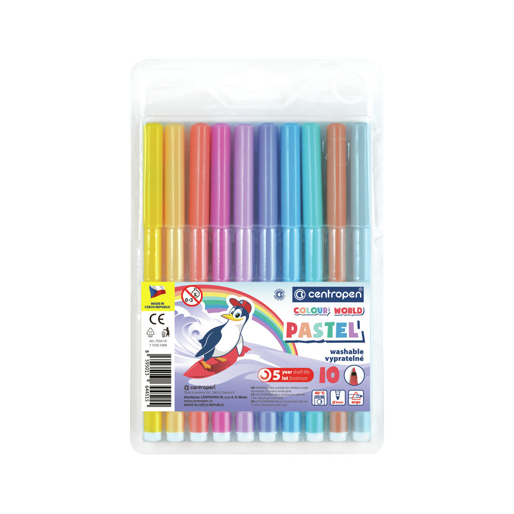 Фломастери Centropen набір пастельних 10 кольорів (7550/1009 TP) - изображение 1