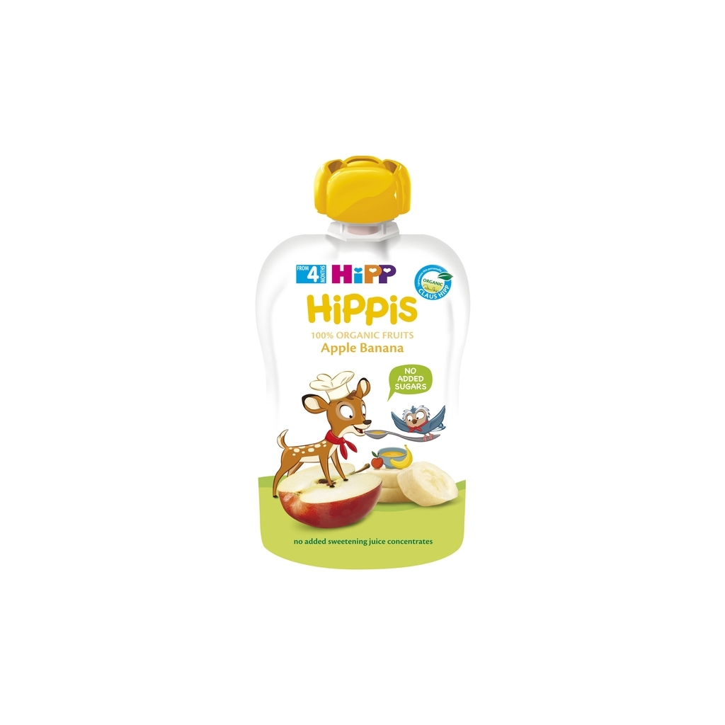 Дитяче пюре HiPP Organic HiPPiS Pouch Яблуко-банан, 100 г (9062300133711) - зображення 1