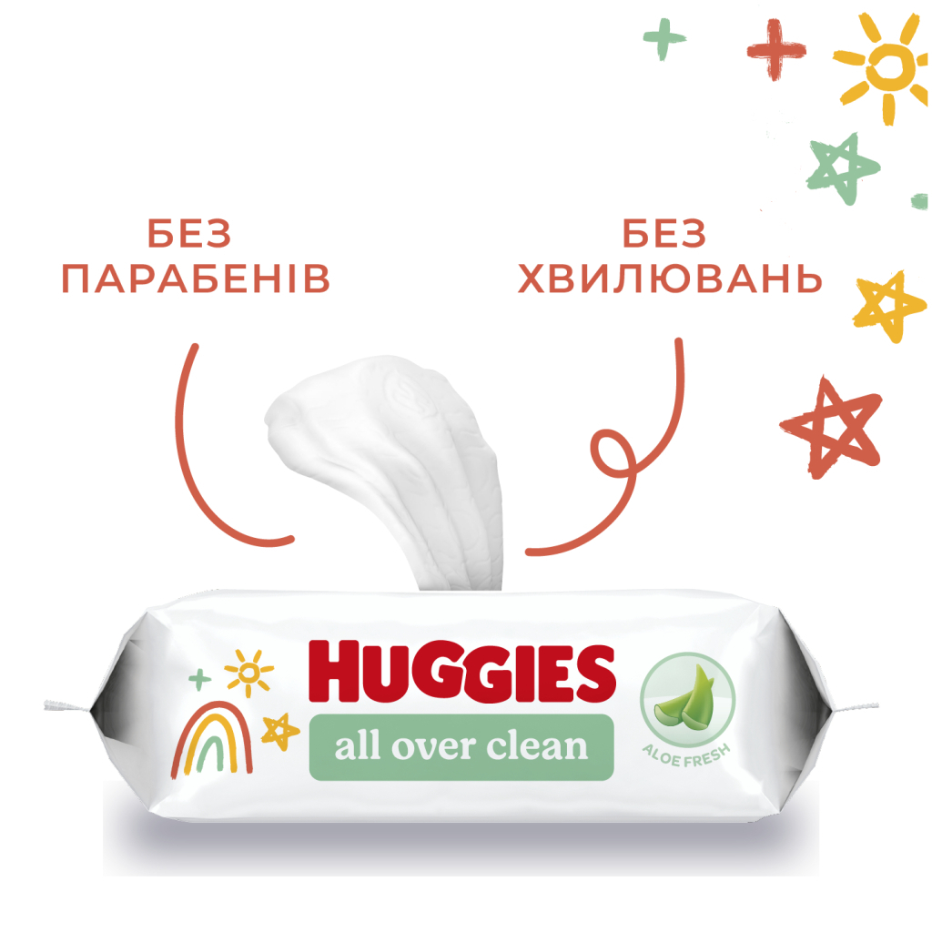 Дитячі вологі серветки Huggies OverClean 56 шт (5029053567822) - picture 7