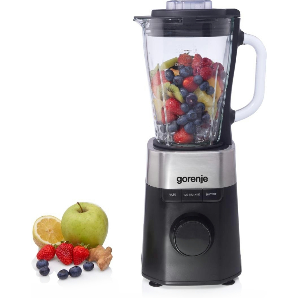 Блендер Gorenje стаціонарний 1000Вт, чаша-1500мл, скло, чорний (B1000DE) - зображення 5