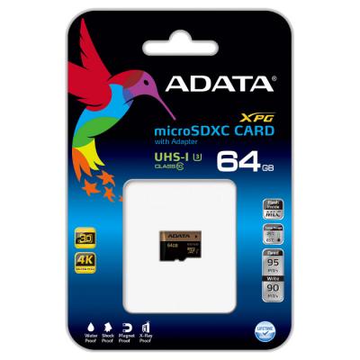 Карта пам'яті ADATA 64GB microSD class 10 XPG UHS-I U3 (AUSDX64GXUI3-R) - зображення 3