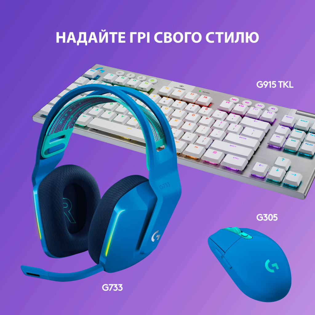 Навушники Logitech G733 Lightspeed Wireless RGB Gaming Headset Blue (981-000943) - зображення 8
