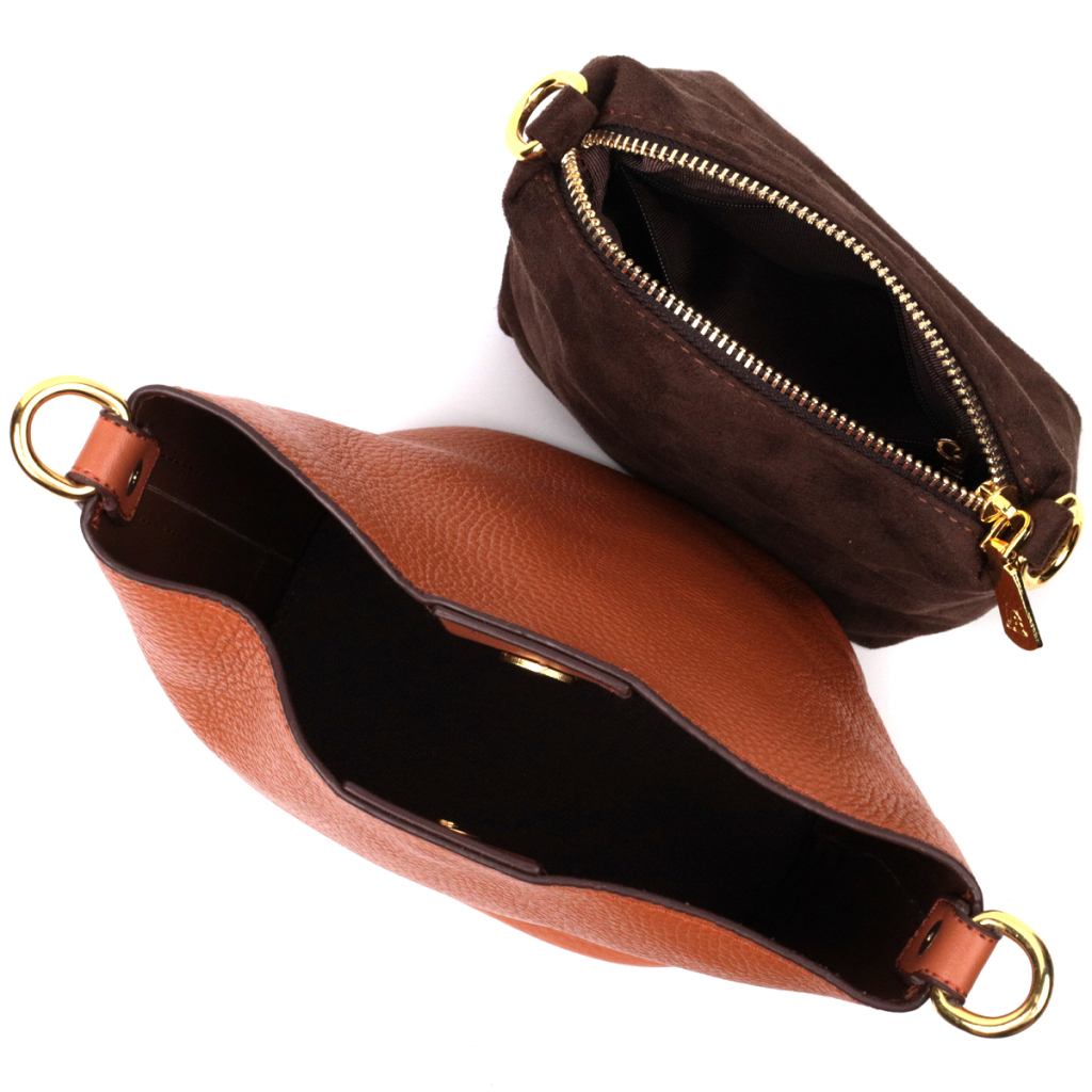 Сумка Vintage Жіноча з автономною косметичкою всередині з натуральної шкіри Коричнева (22366) - зображення 7