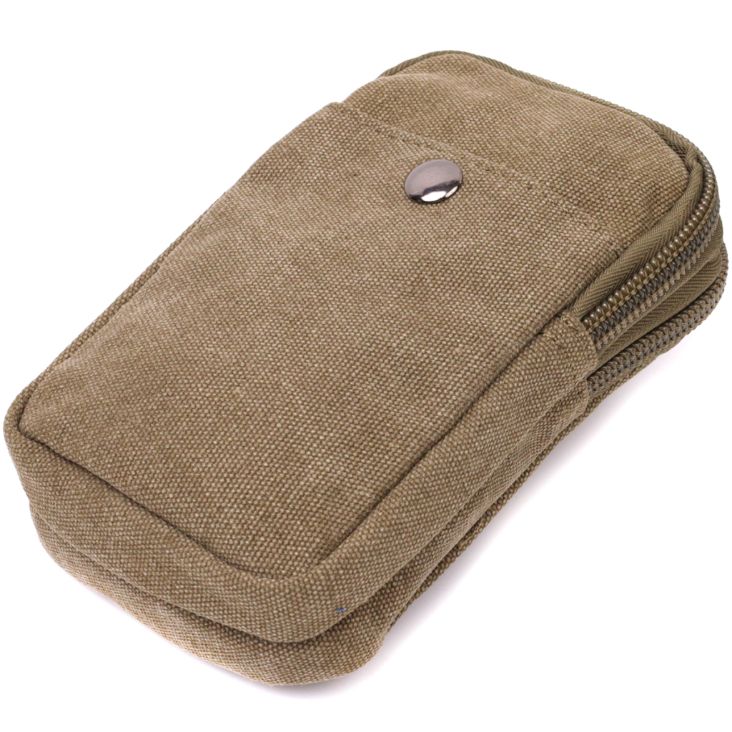 Сумка Vintage На пояс з металевим карабіном з текстилю Оливкова (22224) - зображення 5