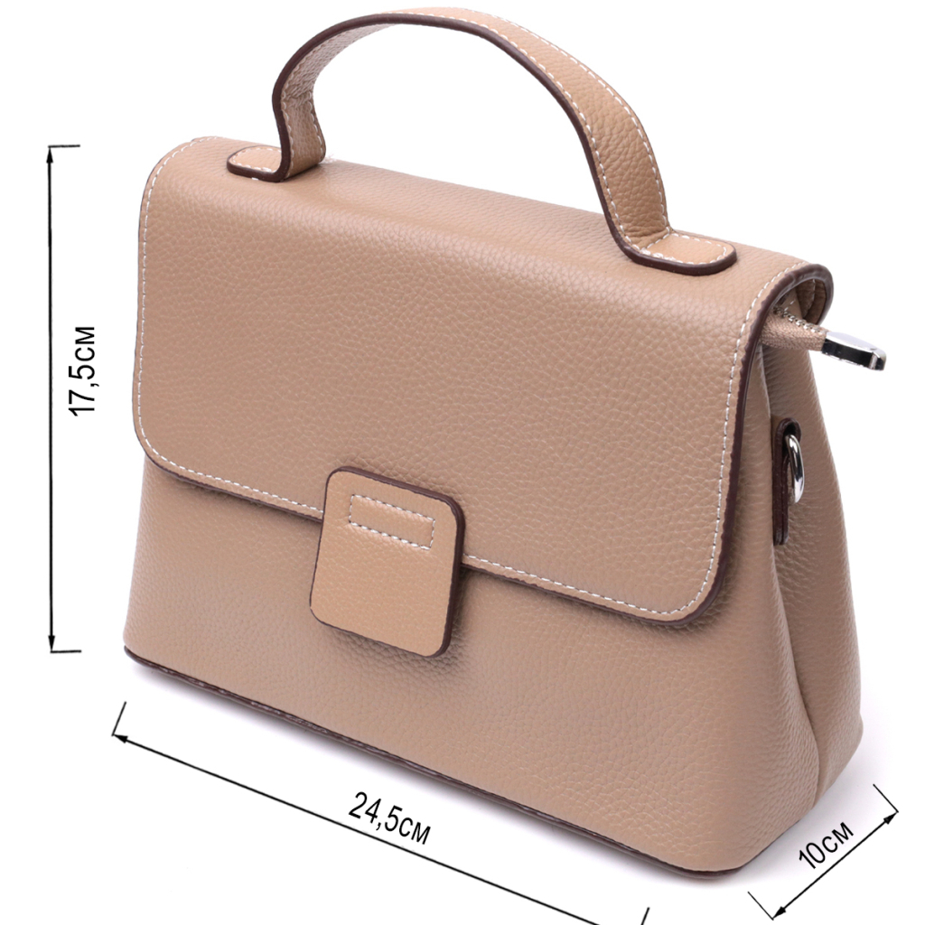 Сумка Vintage Жіноча сетчел із натуральної шкіри Бежева (22292) - зображення 3