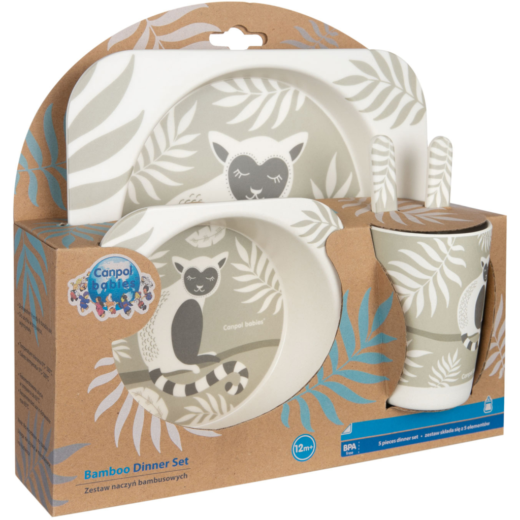 Набір дитячого посуду Canpol babies Lemur бамбуковий 5 предмети (9/214) - зображення 6
