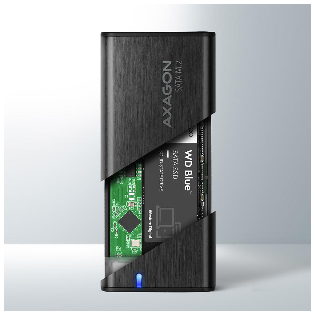 Кишеня зовнішня AXAGON USB-C 3.2 Gen 2 metal box for M.2 SATA SSD RAW (EEM2-SBC) - зображення 2