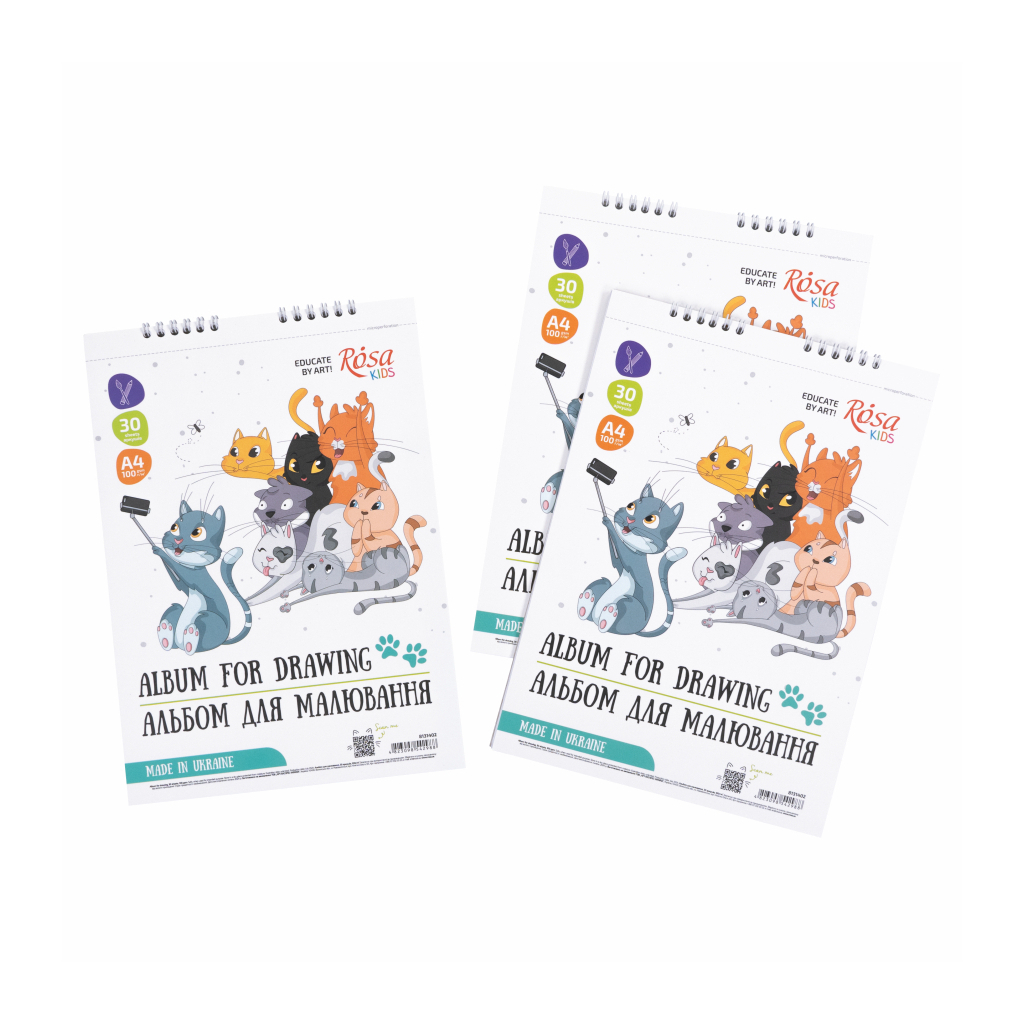 Альбом для малювання Rosa Kids на спіралі Cats Selfies А4 30 аркушів (4823098542988) - picture 3