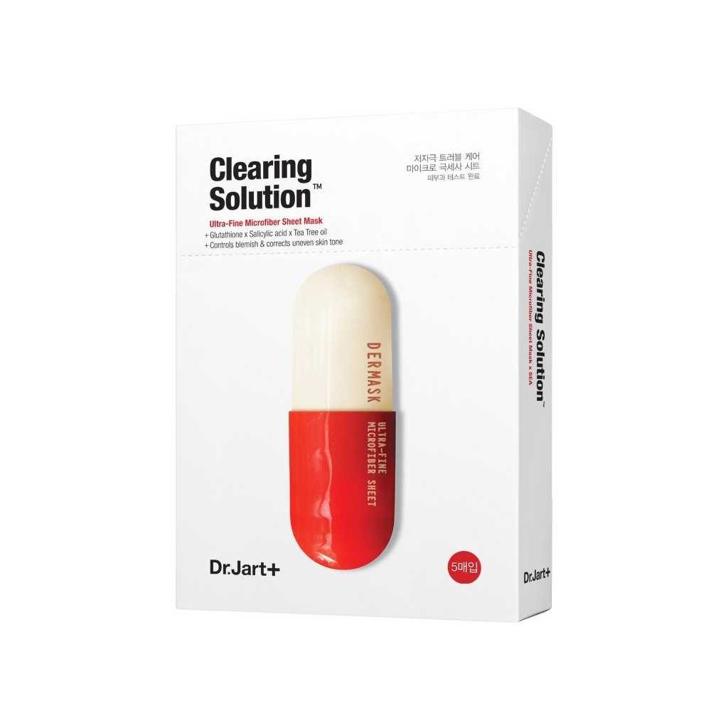Маска для обличчя Dr.Jart+ Dermask Clearing Solution Ultra-Fine Microfiber Face Sheet Mask Очищувальна 27 г x 5 шт. (8809642712645) - зображення 1