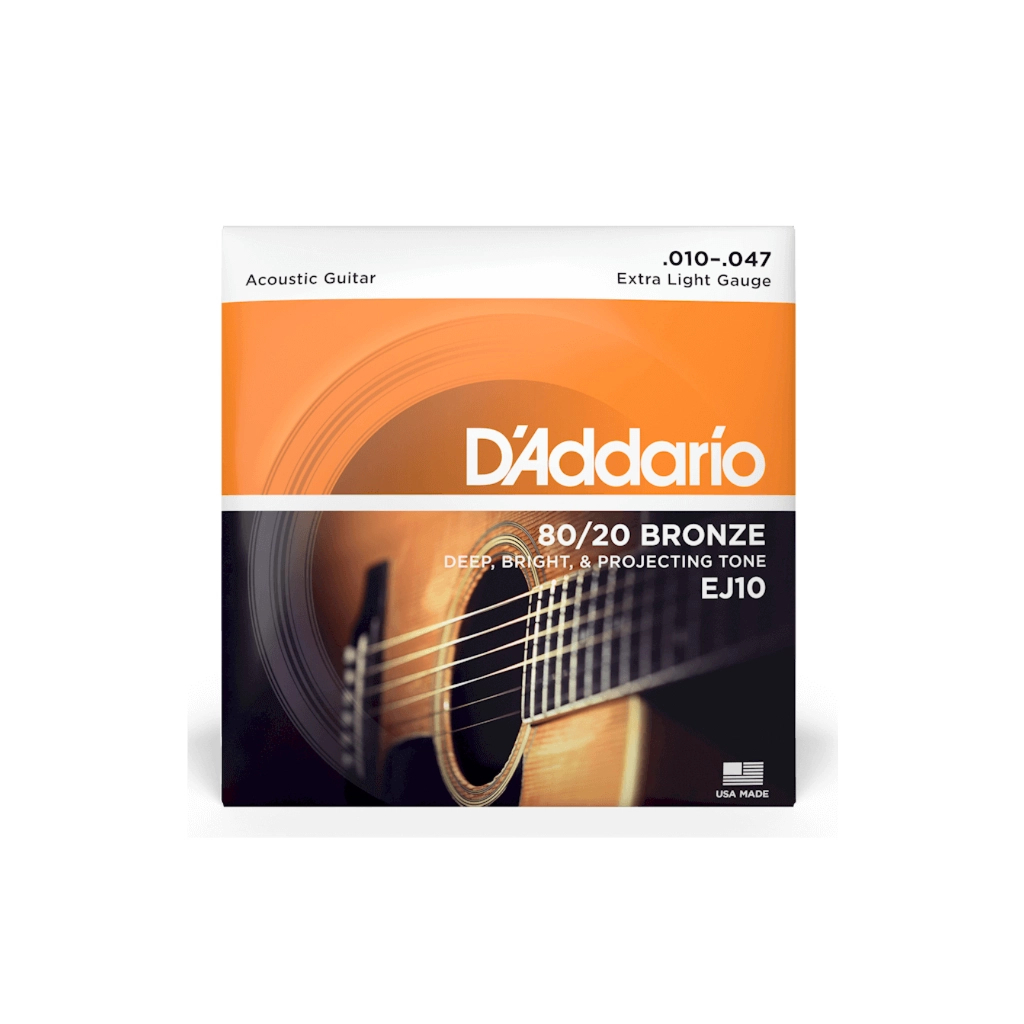 Струни для гітари D'Addario Bronze 80/20 Extra Light (10-47) (EJ10) - зображення 1