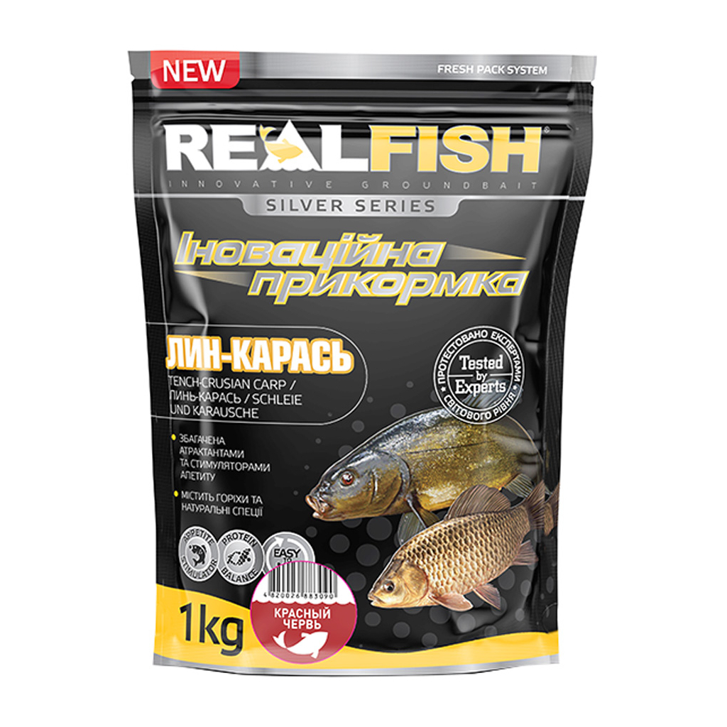 Прикормка Real Fish Silver Series Лин-карась Червоний черв''як 1kg (809.00.29) - зображення 1