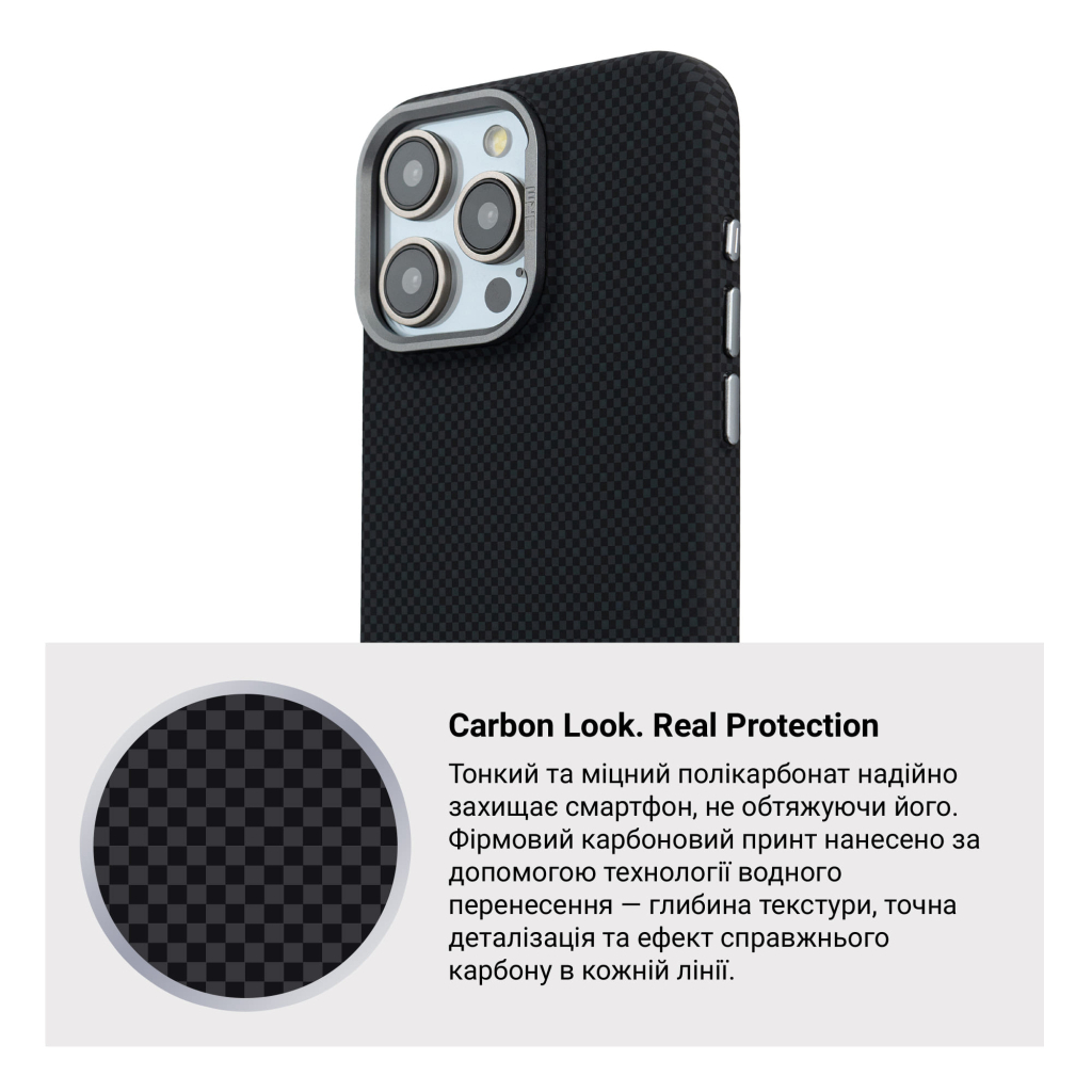 Чохол до мобільного телефона Armorstandart LikeCarbon2 MagCase Apple iPhone 15 Pro Kevlar Black (ARM88589) - зображення 7