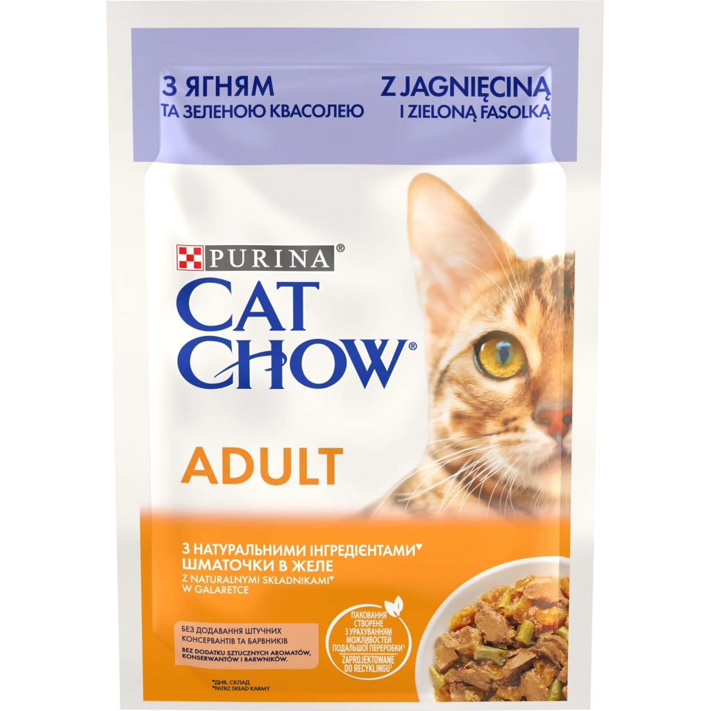 Вологий корм для кішок Purina Cat Chow З Ягням та Зеленою квасолею 85 г (8445290476524) - зображення 1