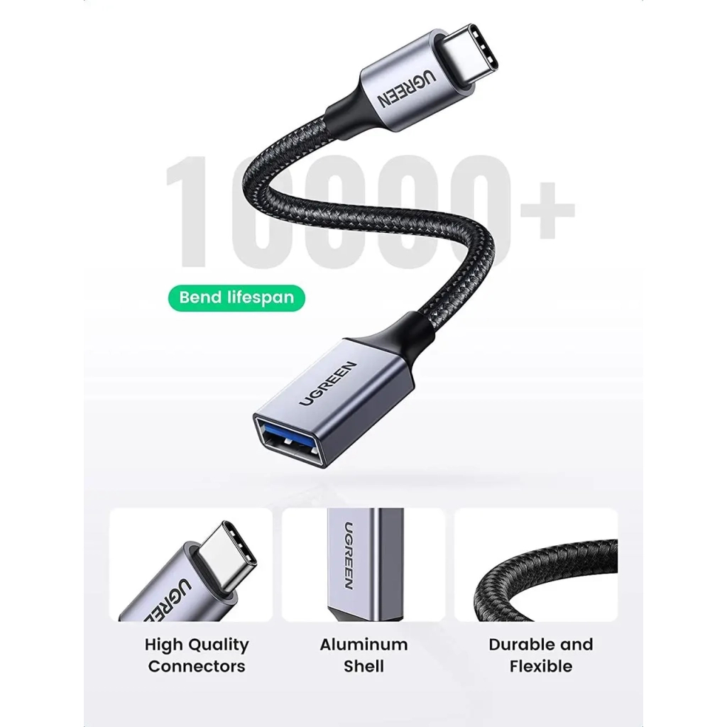 Перехідник OTG USB 3.0 AF to USB-C 0.1m US378 black Ugreen (70889) - зображення 3