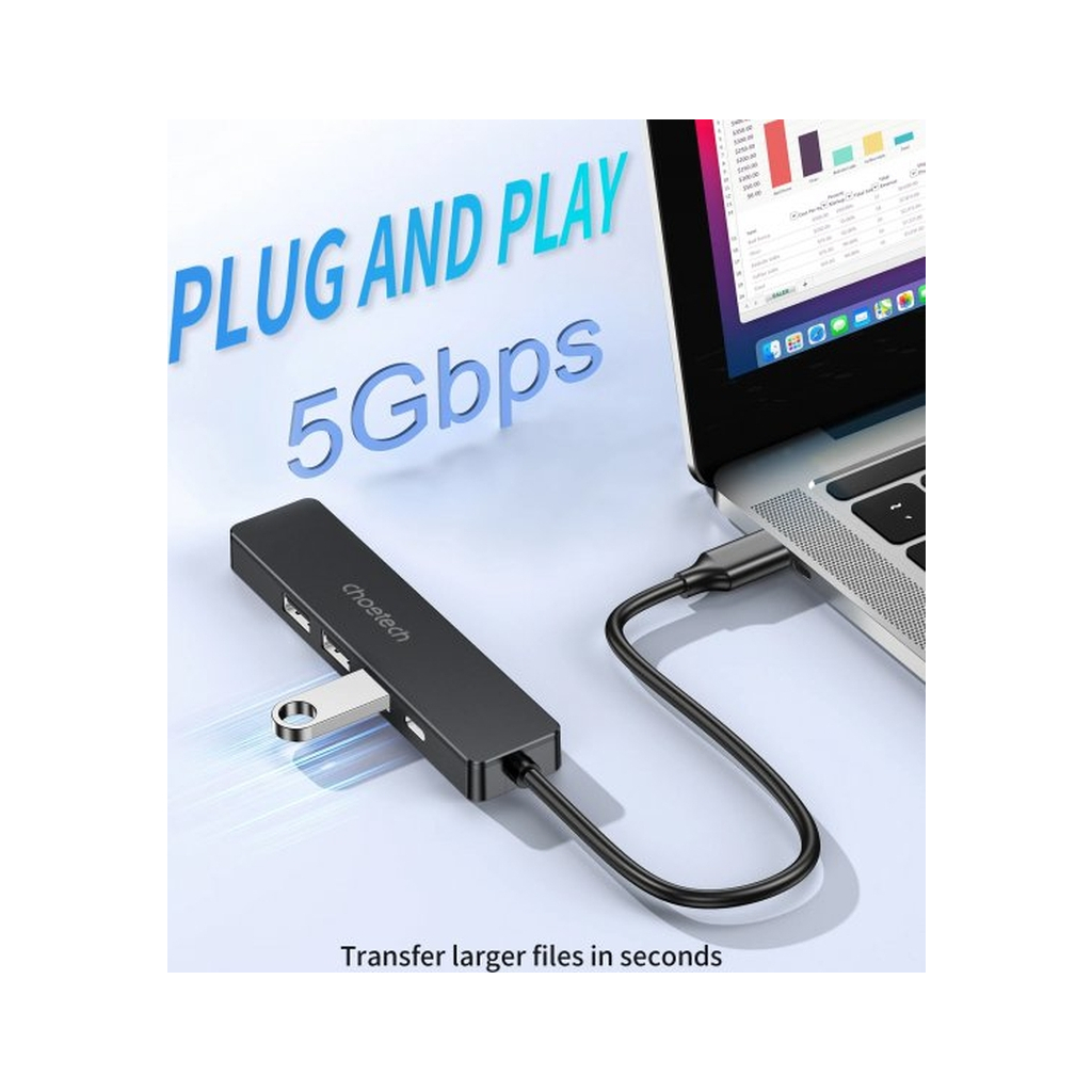 Порт-реплікатор Choetech Dock-Station USB-C 5-in-1 (HDMI/PD/USB-A/USB-C) (HUB-M80-BK) - зображення 3