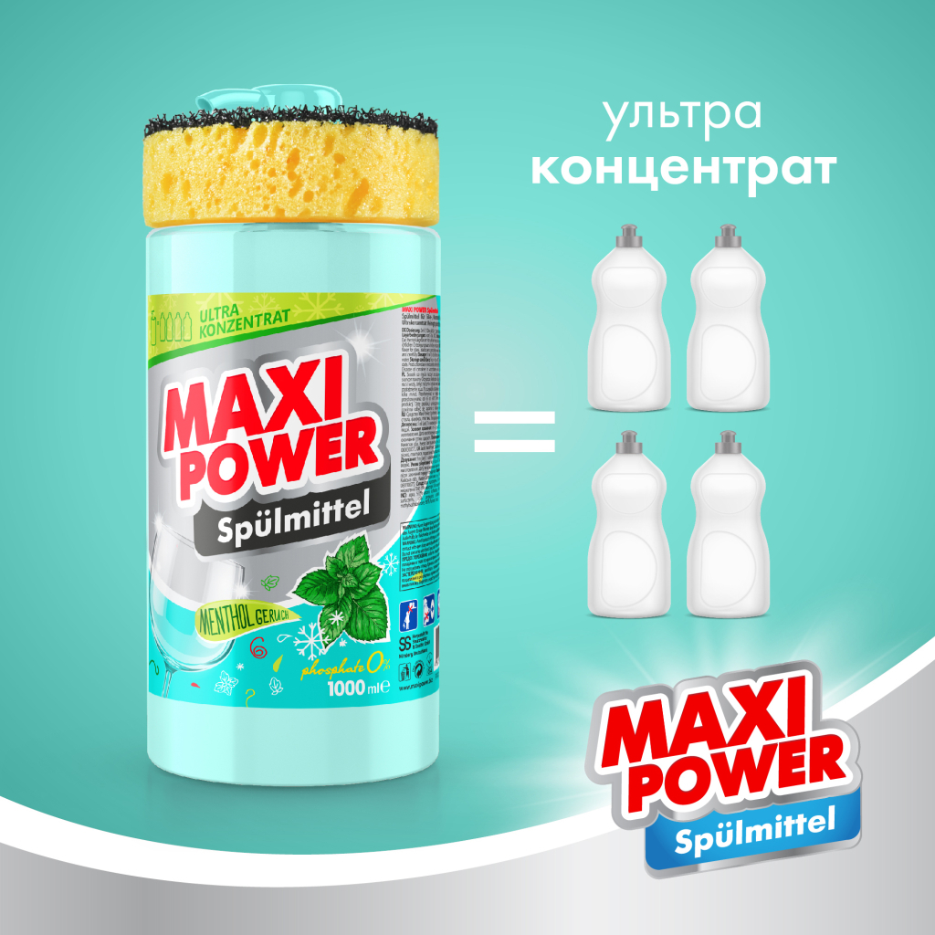 Засіб для ручного миття посуду Maxi Power М'ята 1000 мл (4823098408765) - зображення 3