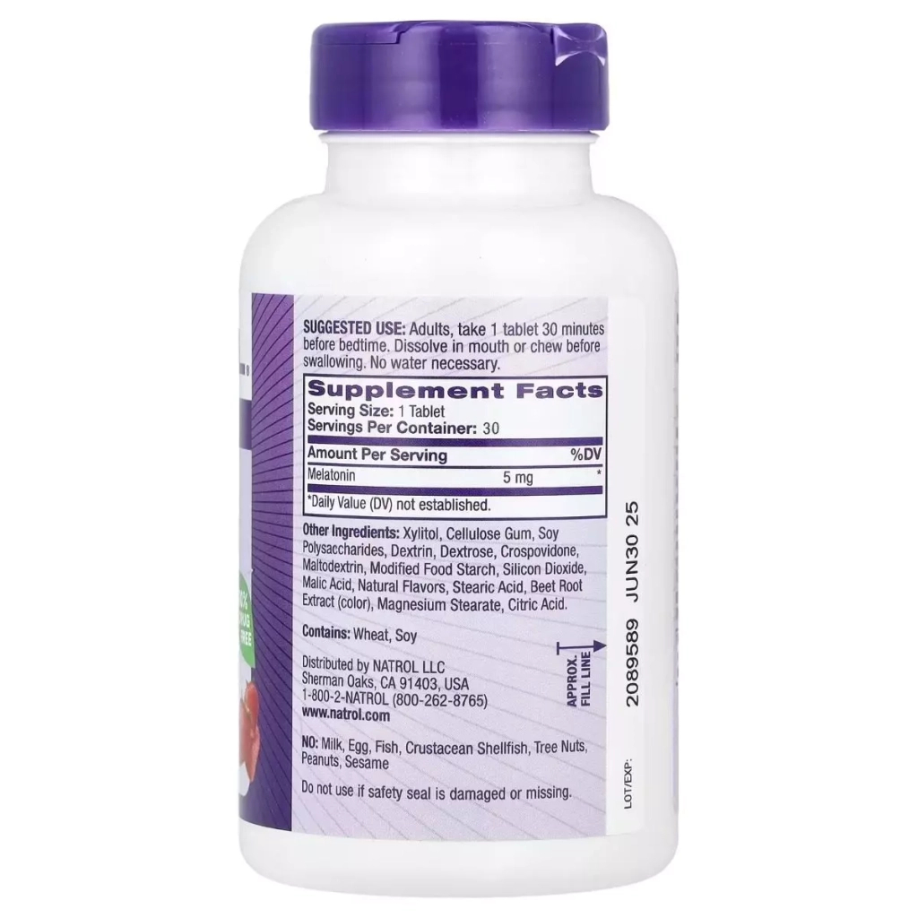 Амінокислота Natrol Мелатонін швидкорозчинний, 5 мг, смак полуниці, Melatonin (NTL07168) - зображення 2
