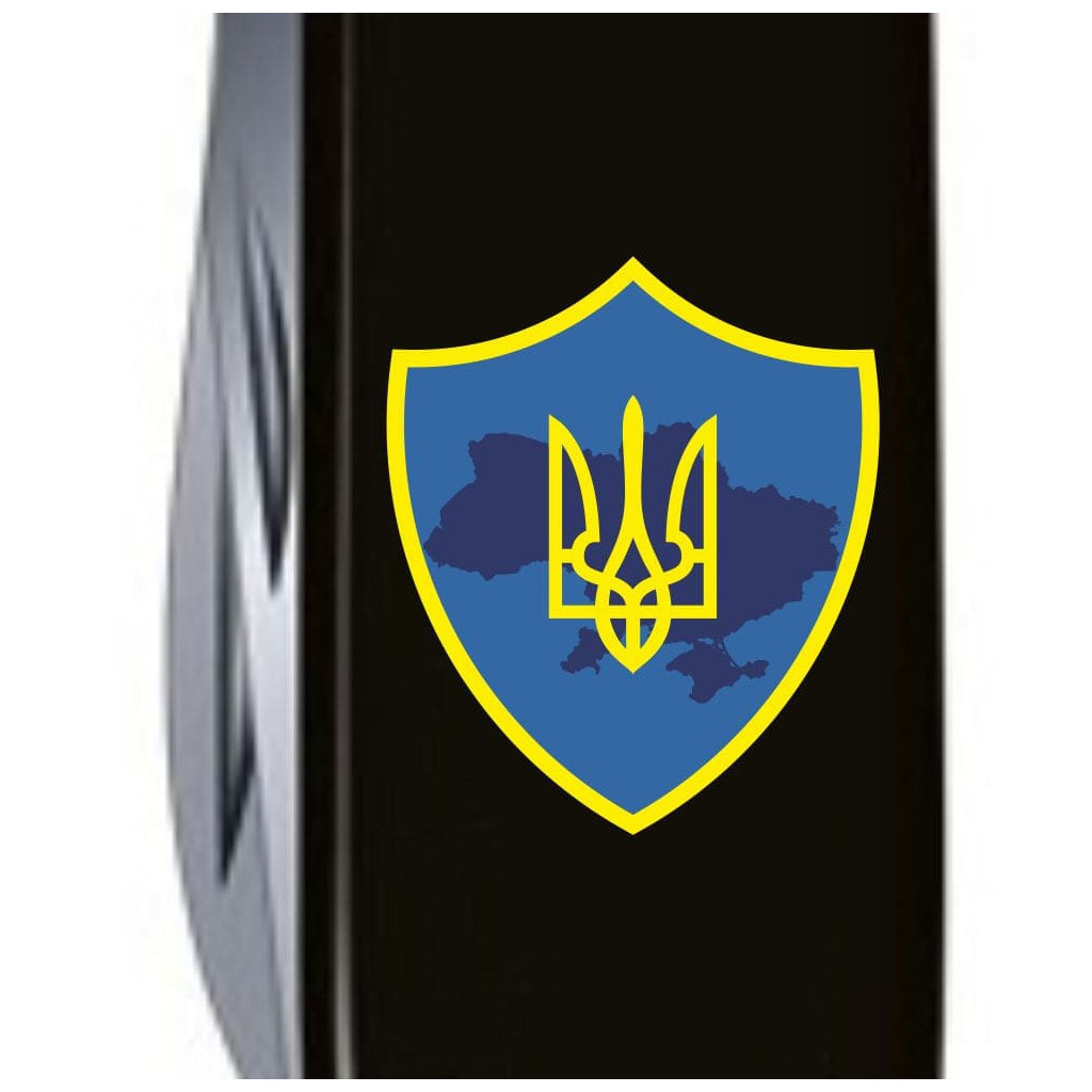 Ніж Victorinox Huntsman Ukraine 91 мм Чорний Тризуб на щиті (1.3713.3_T1080u) - зображення 3