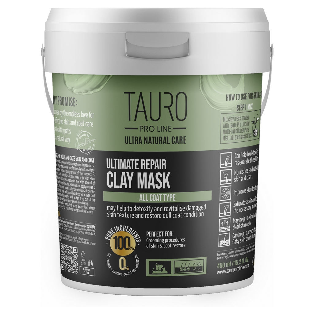 Маска для тварин Tauro Pro Line Ultra Natural Care глиняна 450 г (TPL47575) - зображення 1