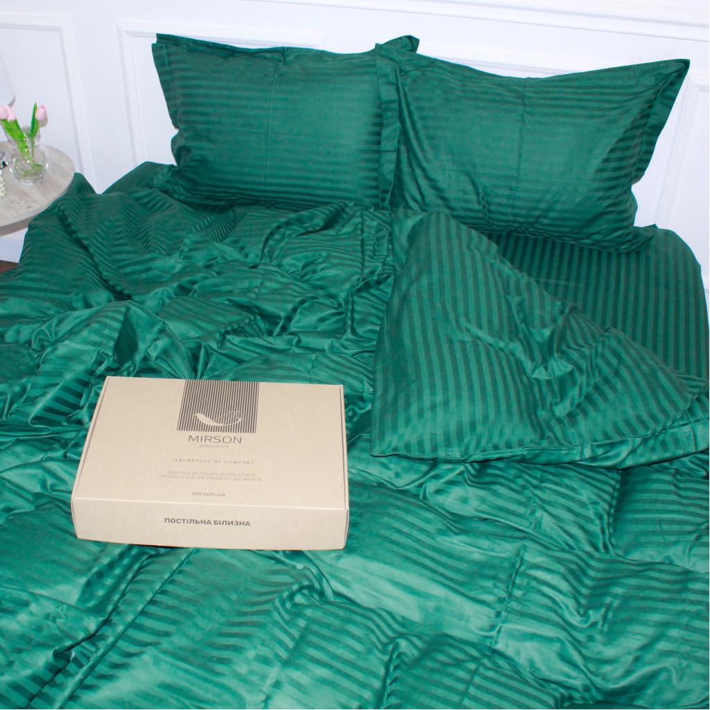 Постільна білизна MirSon Satin 30-0017Green 160х220 Сімейний (2200005254127) - зображення 4