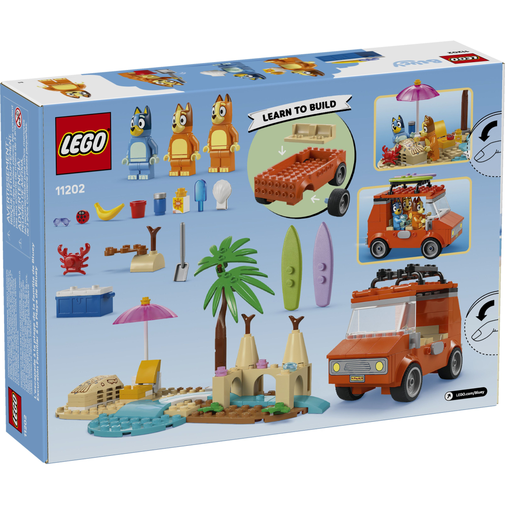 Конструктор LEGO Bluey Пляж і сімейна поїздка на автомобілі Блуї (11202) - зображення 8