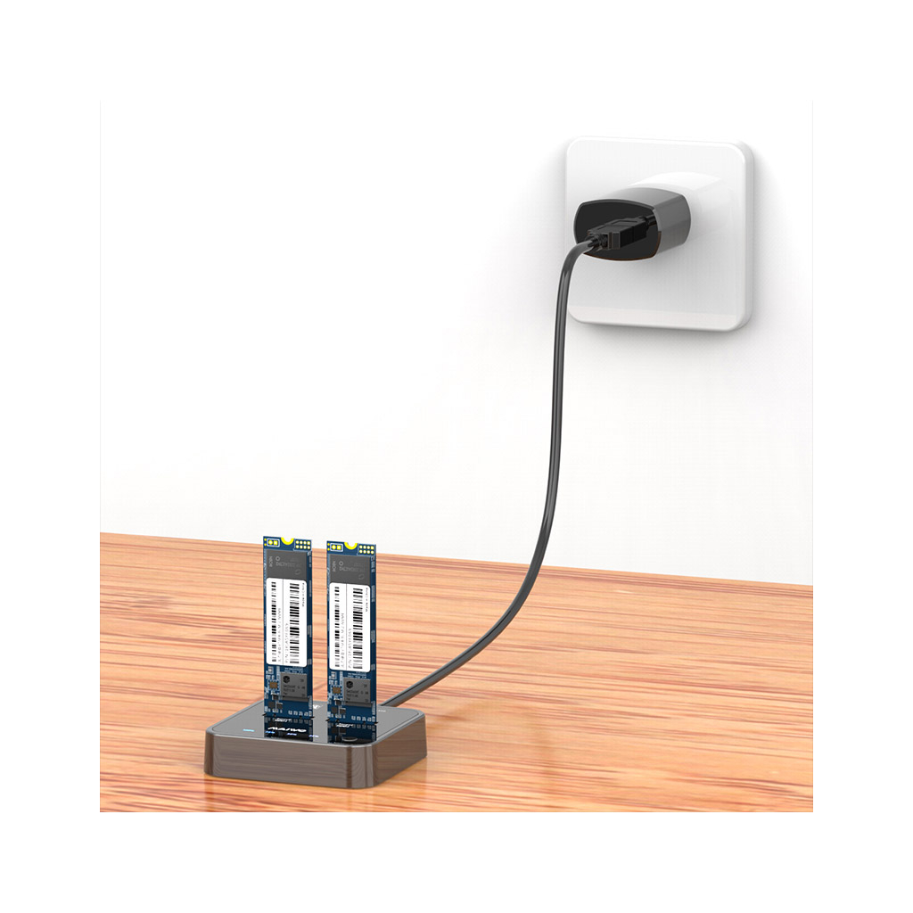 Док-станція для накопичувачів Maiwo 2*SATA M.2 SSD Key B/B+M USB 3.1 Gen1 Type-C (K3016SG1) - зображення 3