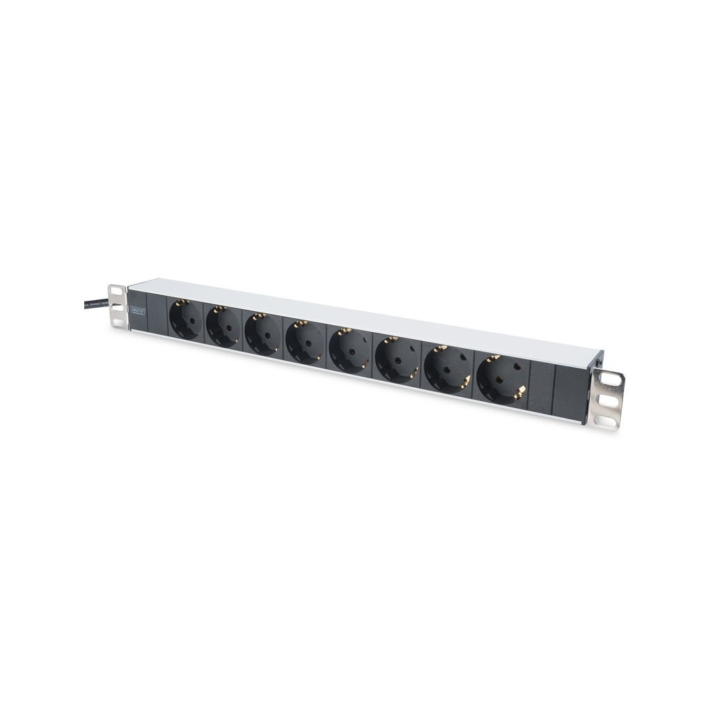 Силовий блок Zpas 1U, 8xSchuko, 16A, 250V, вилка Schuko (DN-95401) - изображение 1