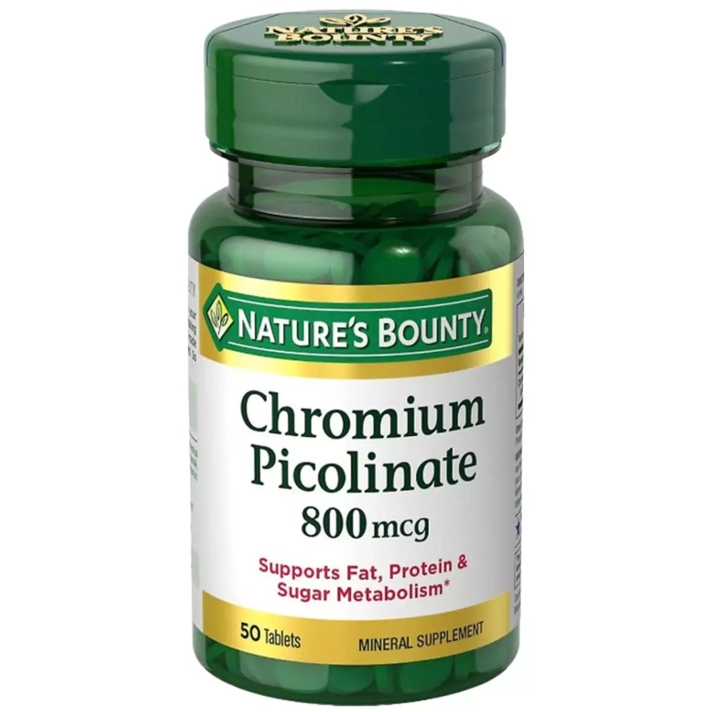 Мінерали Nature's Bounty Хром Піколінат Мега, 800 мкг, Chromium Picolinate Mega, 50 таблеток (NRT02603) - зображення 1