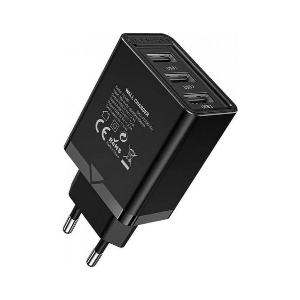 Зарядний пристрій Vention 3xUSB A 12W Black (FEAB0-EU) - зображення 3