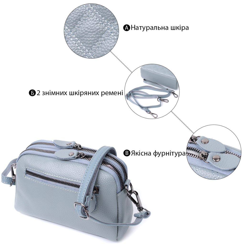 Сумка Vintage З натуральної шкіри Синя (22808) - зображення 4