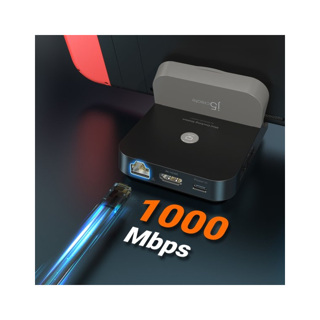 Порт-реплікатор J5create Dock-Station Nintendo Switch (HDMI/PD/USB-A/USB-C/LAN) (JCD620-N) - зображення 9