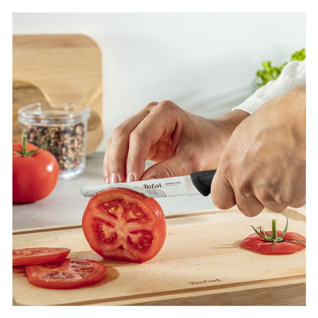 Кухонний ніж Tefal ColorFood зубчастий 10 см Чорний (K2731304) - зображення 8