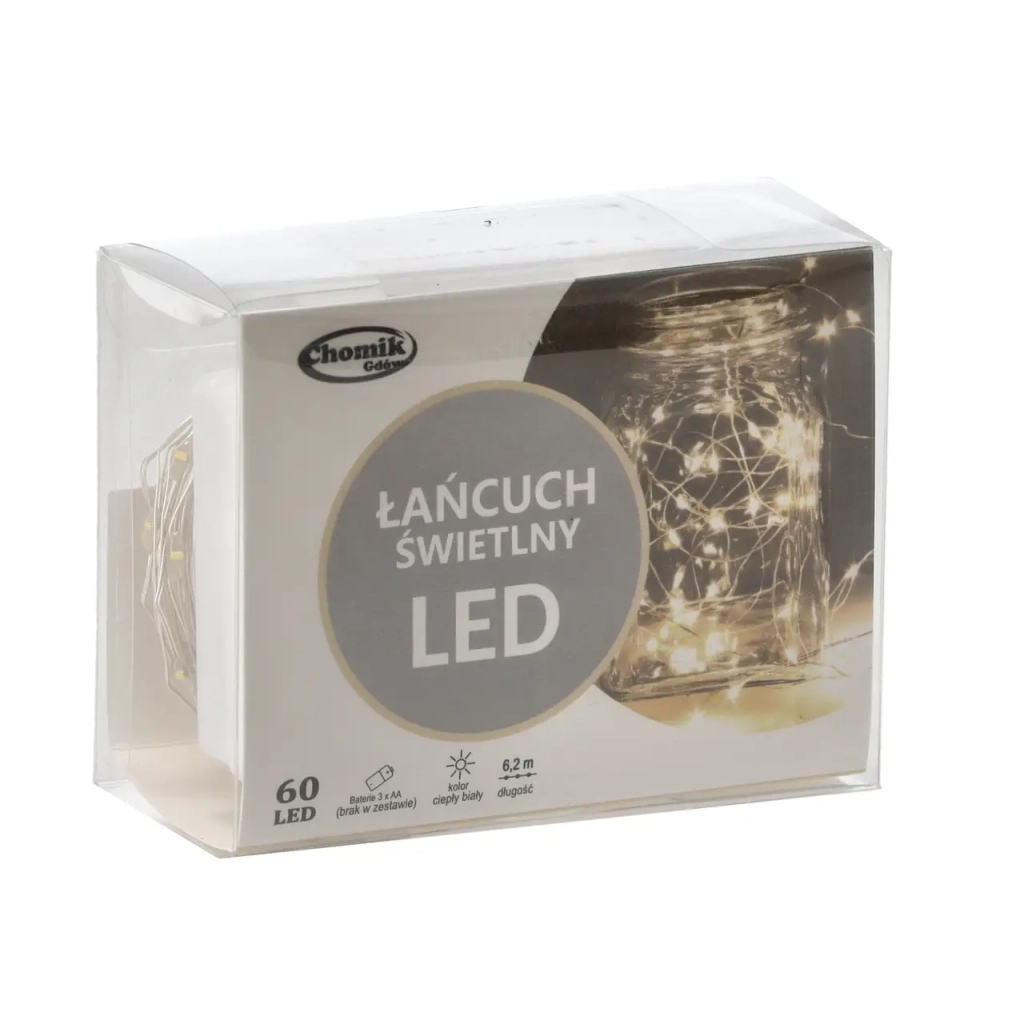 Гірлянда Chomik Гірлянда-струна 6,2 м, 60 LED теплий білий, 3АА батар., ІР44 (5900779802650) - зображення 3