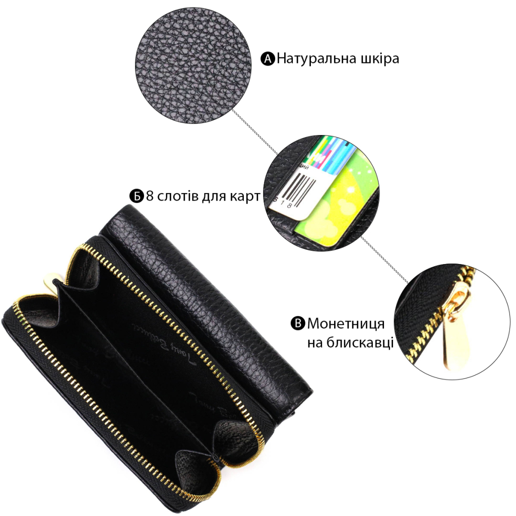 Портмоне Tony Bellucci З натуральної шкіри Чорне (22024) - зображення 4