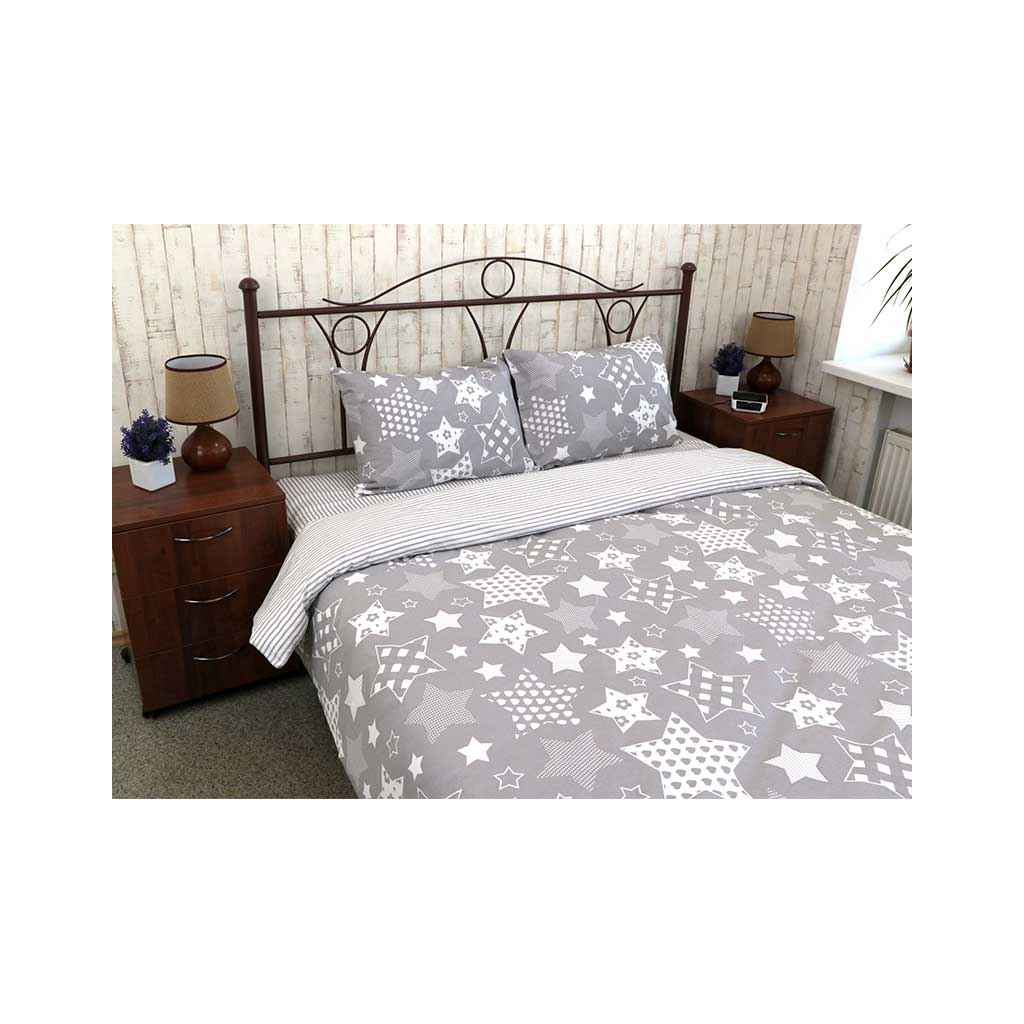 Постільна білизна Руно Beige Star бязь сіра двоспальна (655.114Б_Grey star) - зображення 1