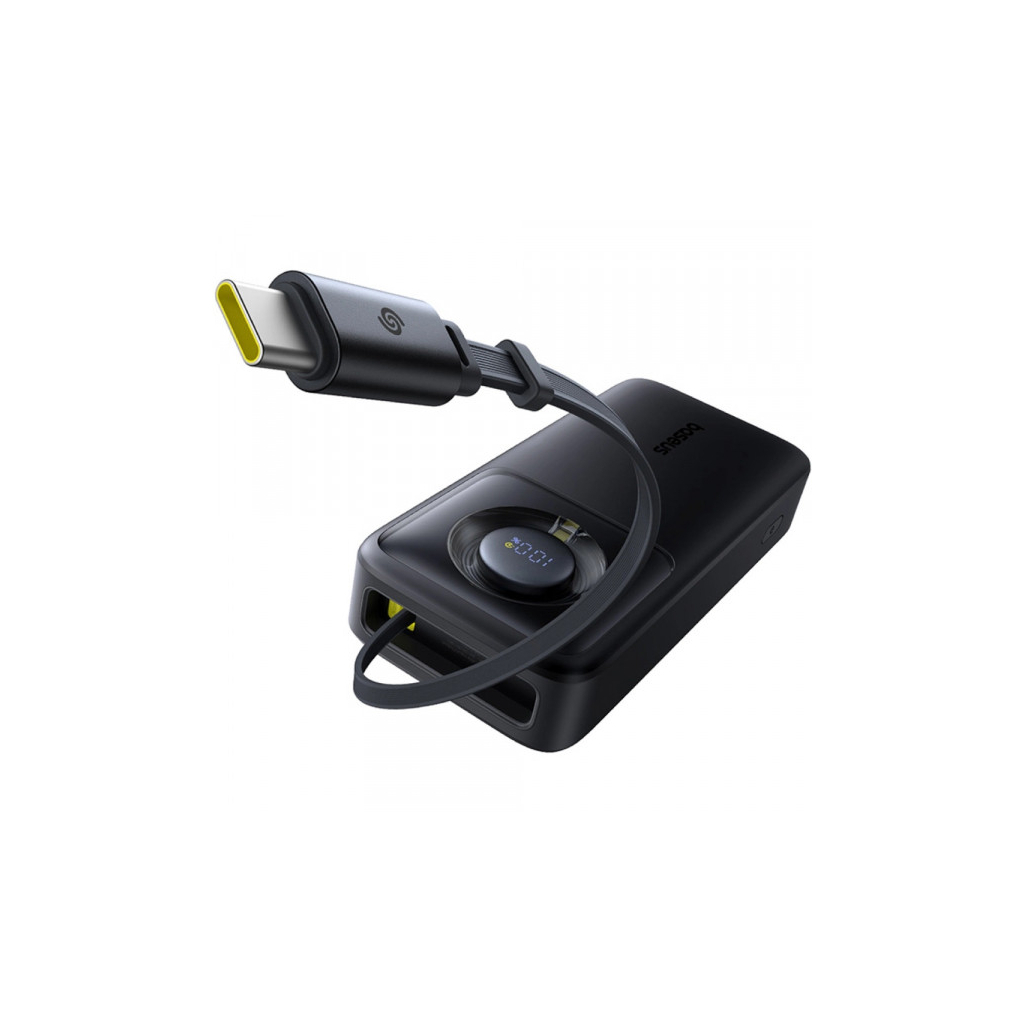 Батарея універсальна Baseus 20000mAh Free2Pull 65W PD, built-in USB-C cable, Black (P10073700123-00) - зображення 4